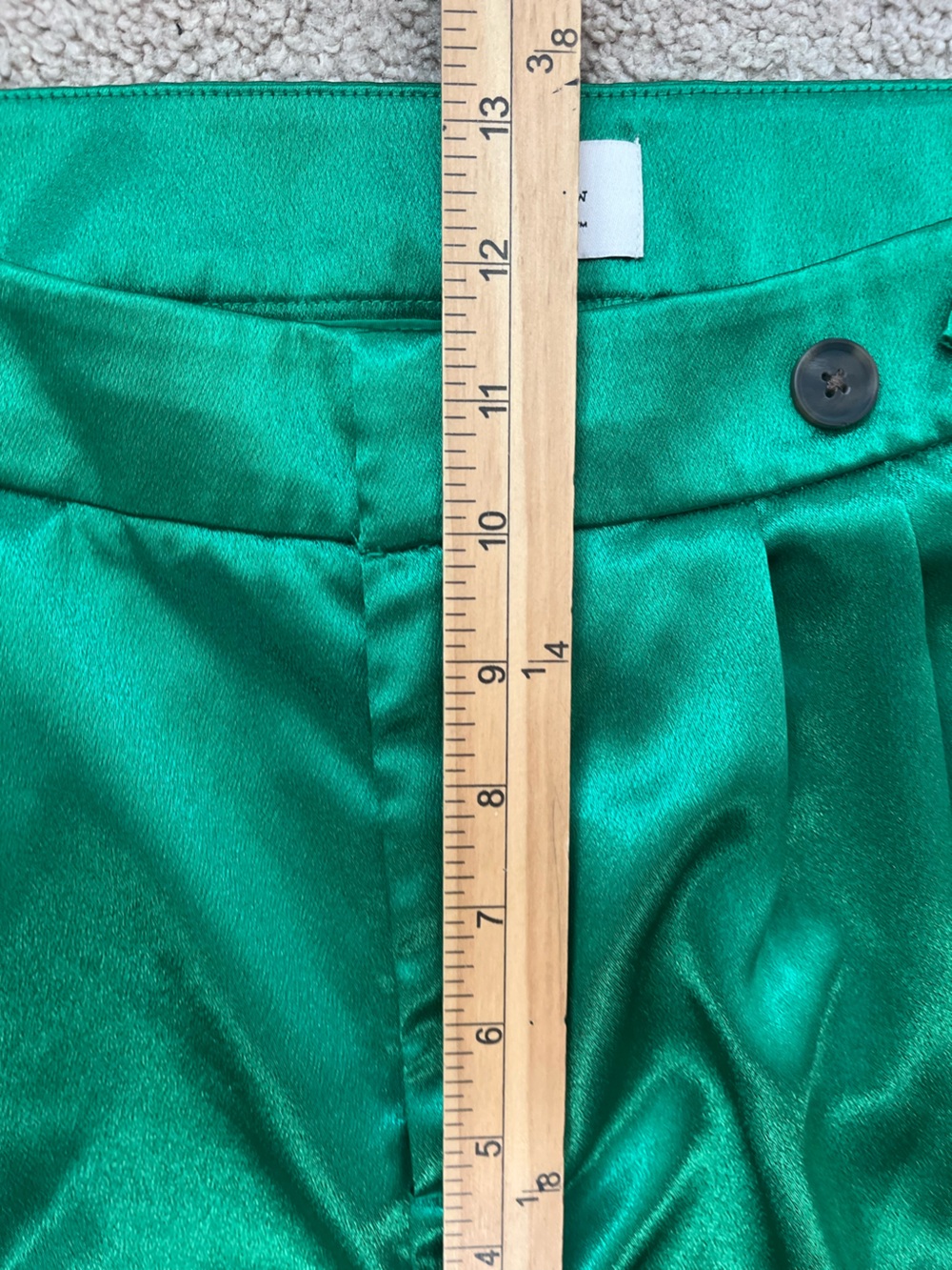 Emerald Green Satin Wide Leg Cargo Pants Size 8 Hi Rise Utility Summer Skater - Picture 8 of 11
